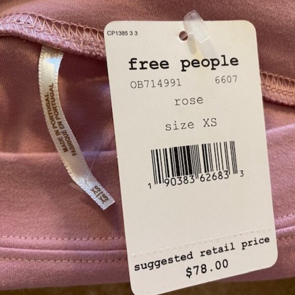 Free People  Holala Statement Sleeve  Crop Sweatshirt  Rose  XS - Picture 11 of 13